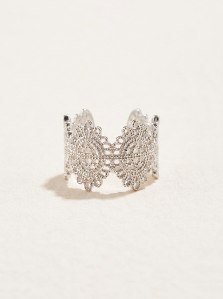 Silver Lace Filigree Ring view 2