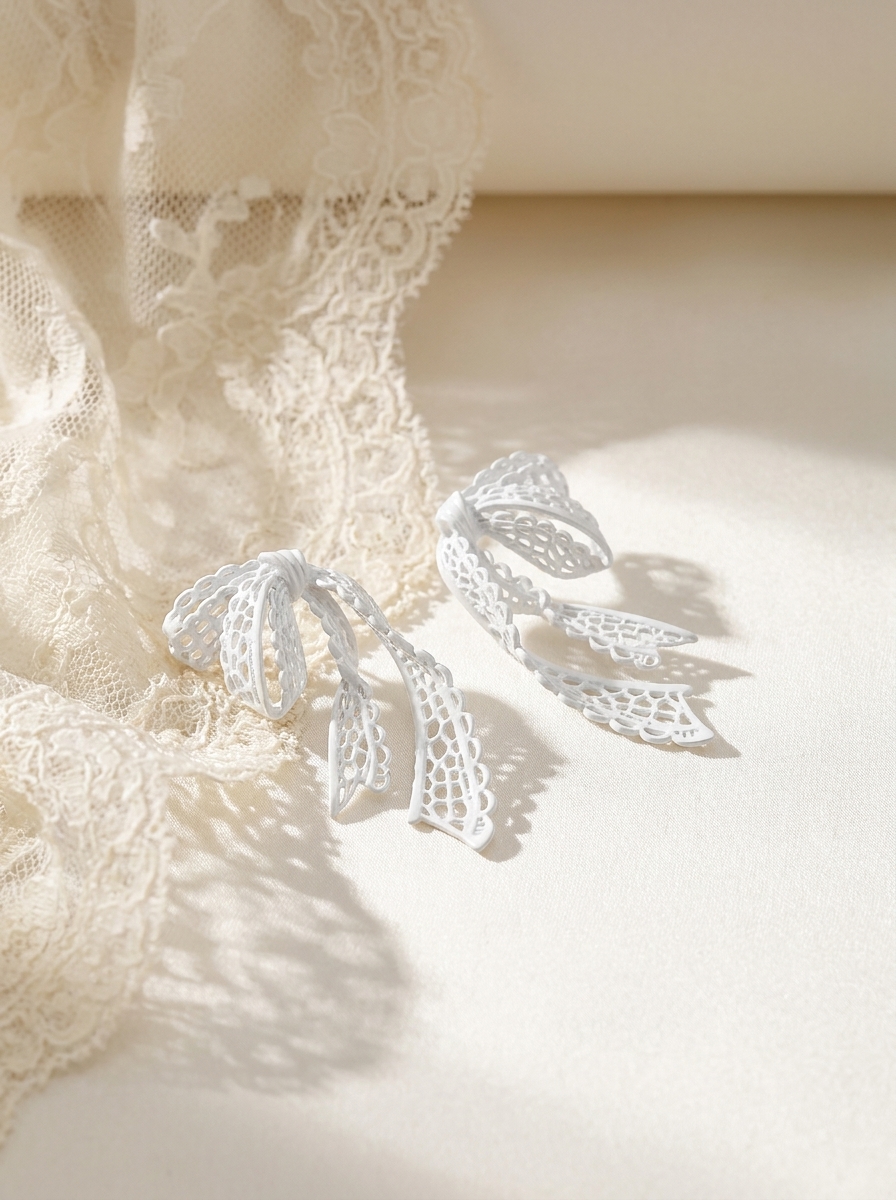 Intricate Lace Bow Earrings