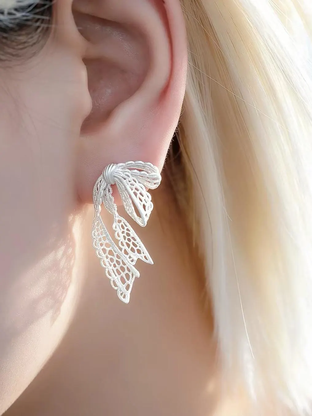 Intricate Lace Bow Earrings view 6