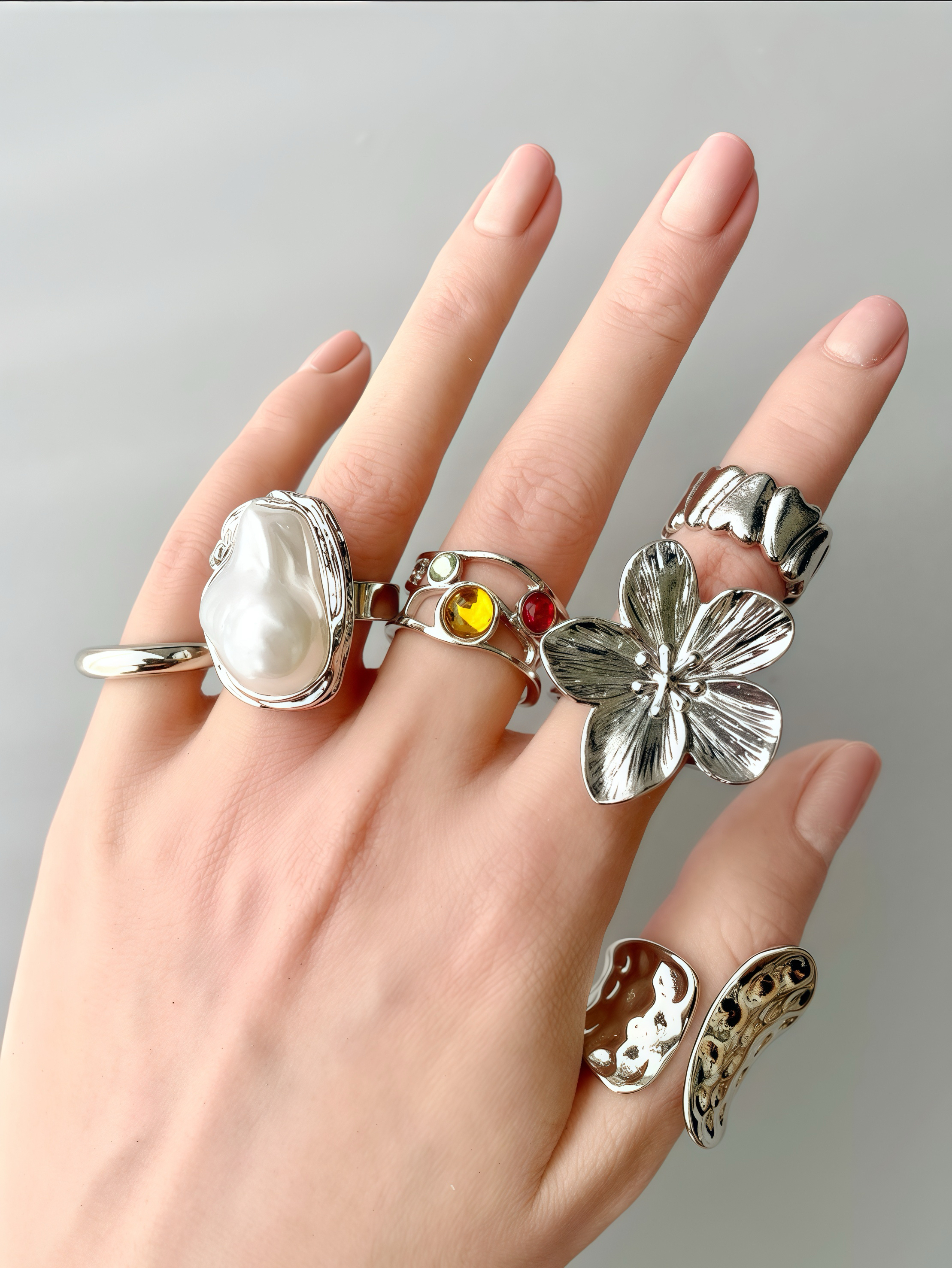 6-Piece One Week Adjustable Ring Set - View 3