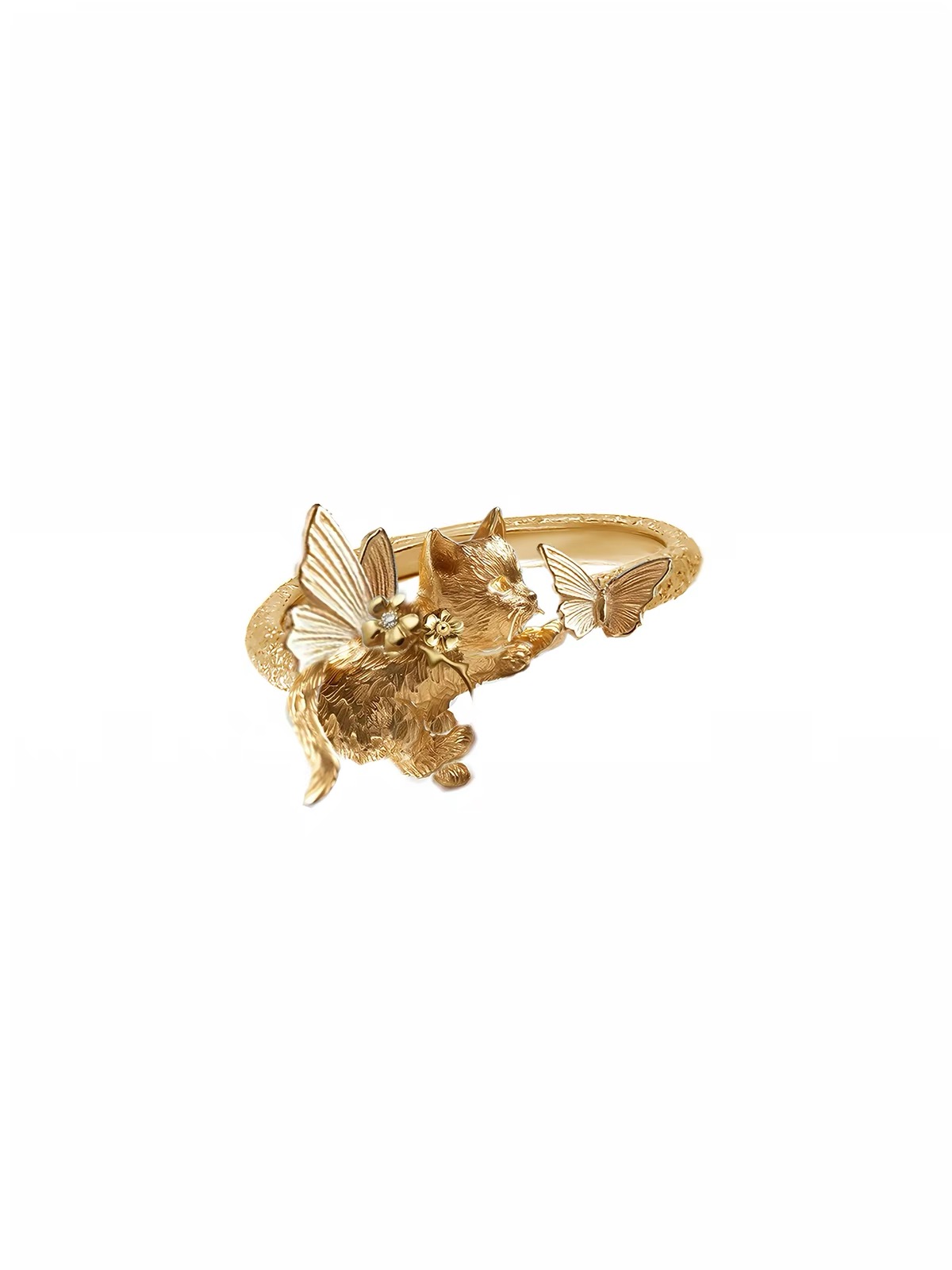 Fairycore Cat and Butterfly Ring - View 3