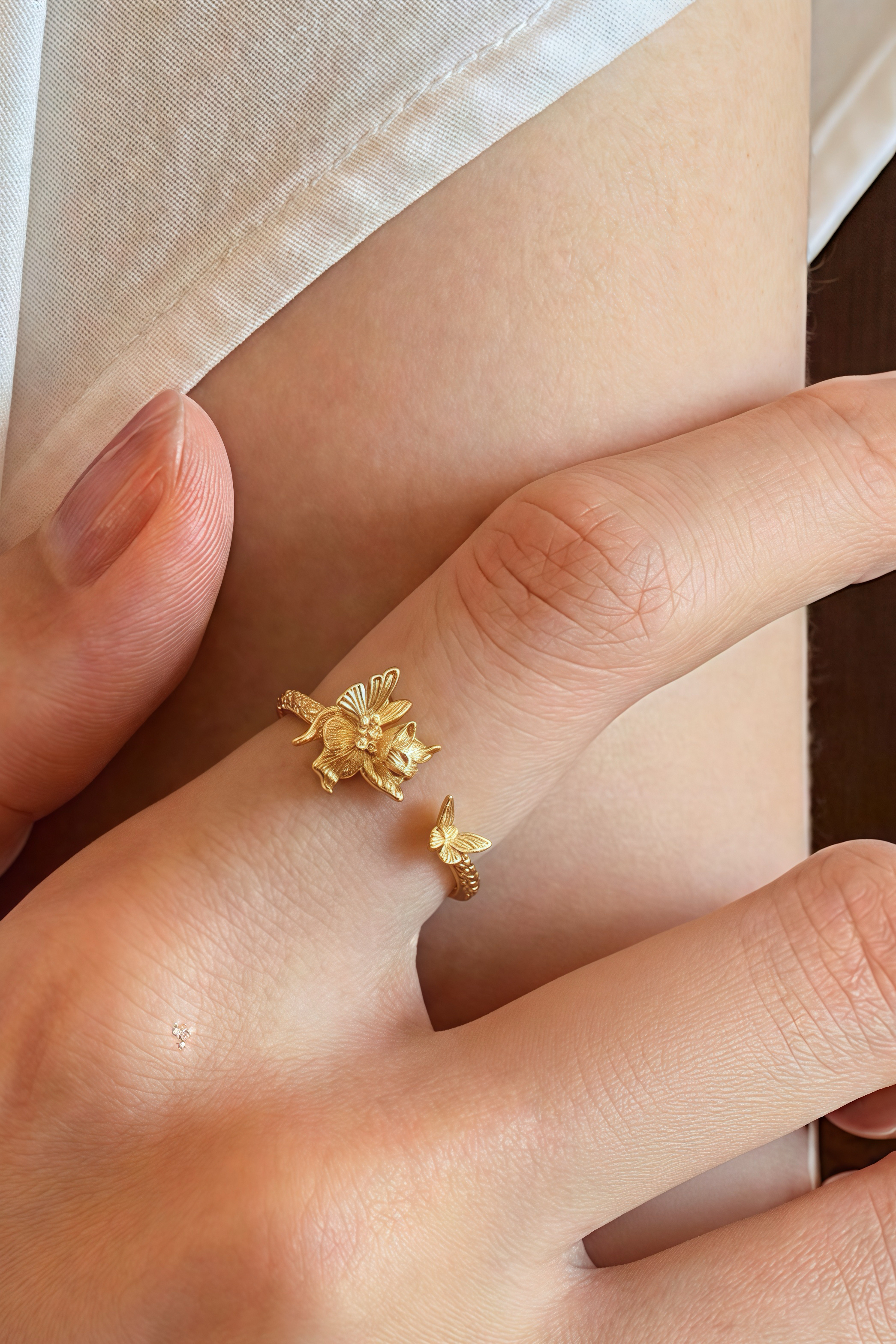 Fairycore Cat and Butterfly Ring