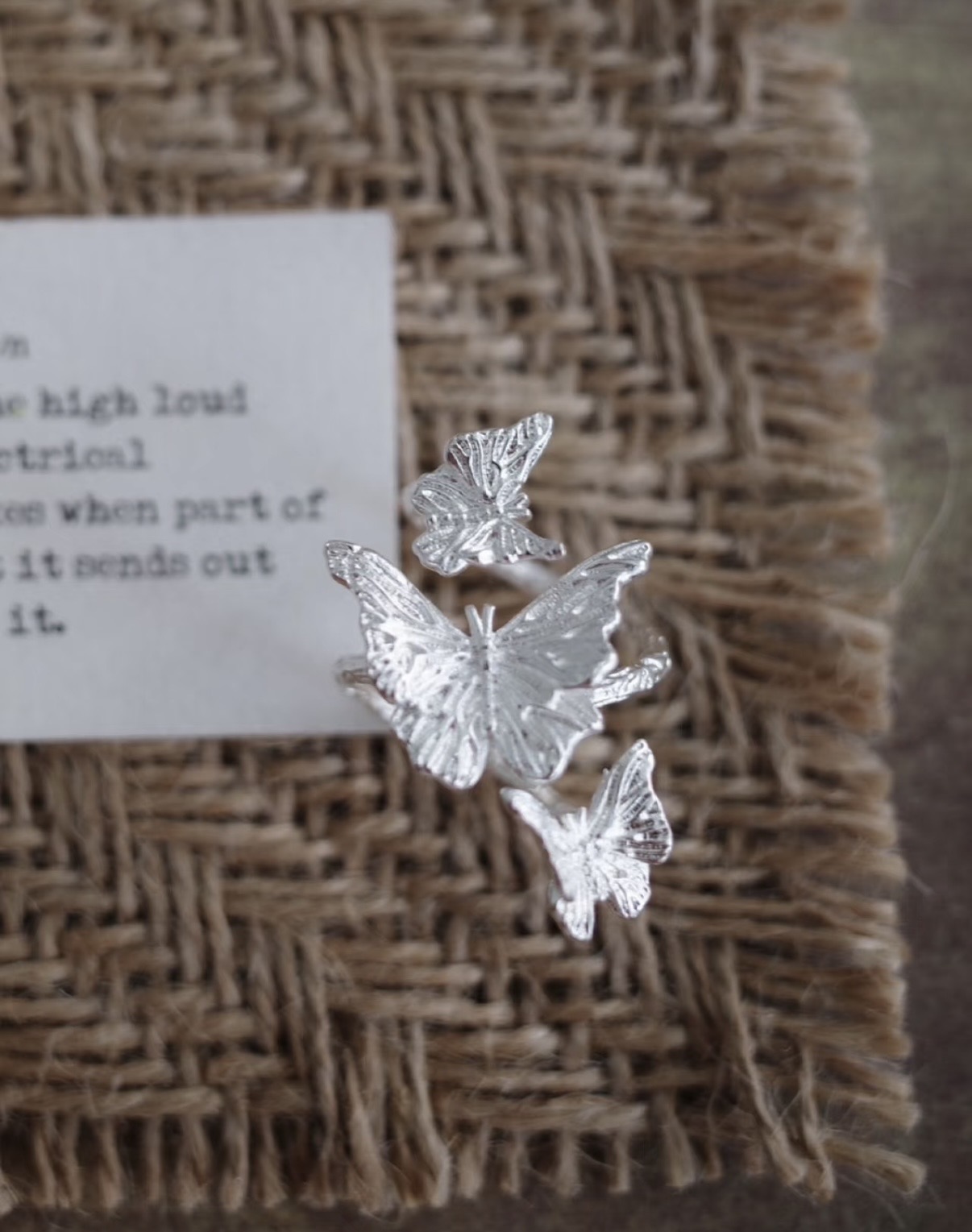 Silver Butterflies Wrap Ring, - View 2