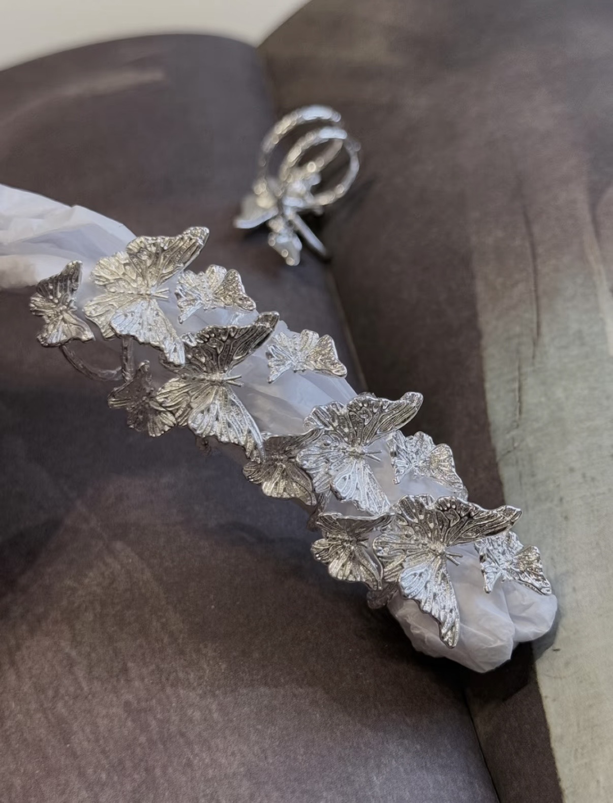 Silver Butterflies Wrap Ring, - View 4