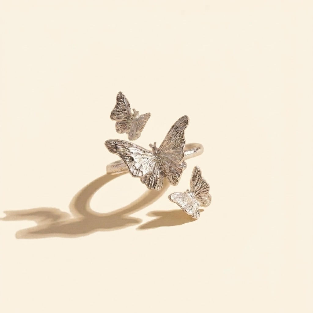 Silver Butterflies Wrap Ring