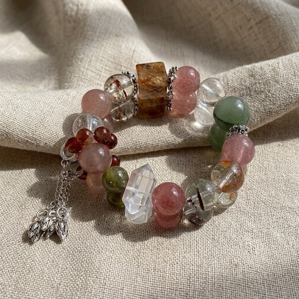 Super Seven Crystal Bracelet,Fire Wood Element 